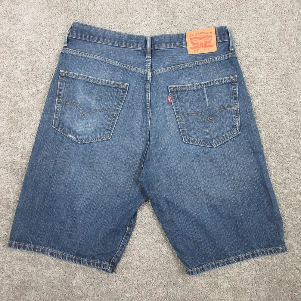 Levis Shorts Mens 36 Blue 569 Loose‎ Straight Baggy Faded Comfort Casual Zip Fly